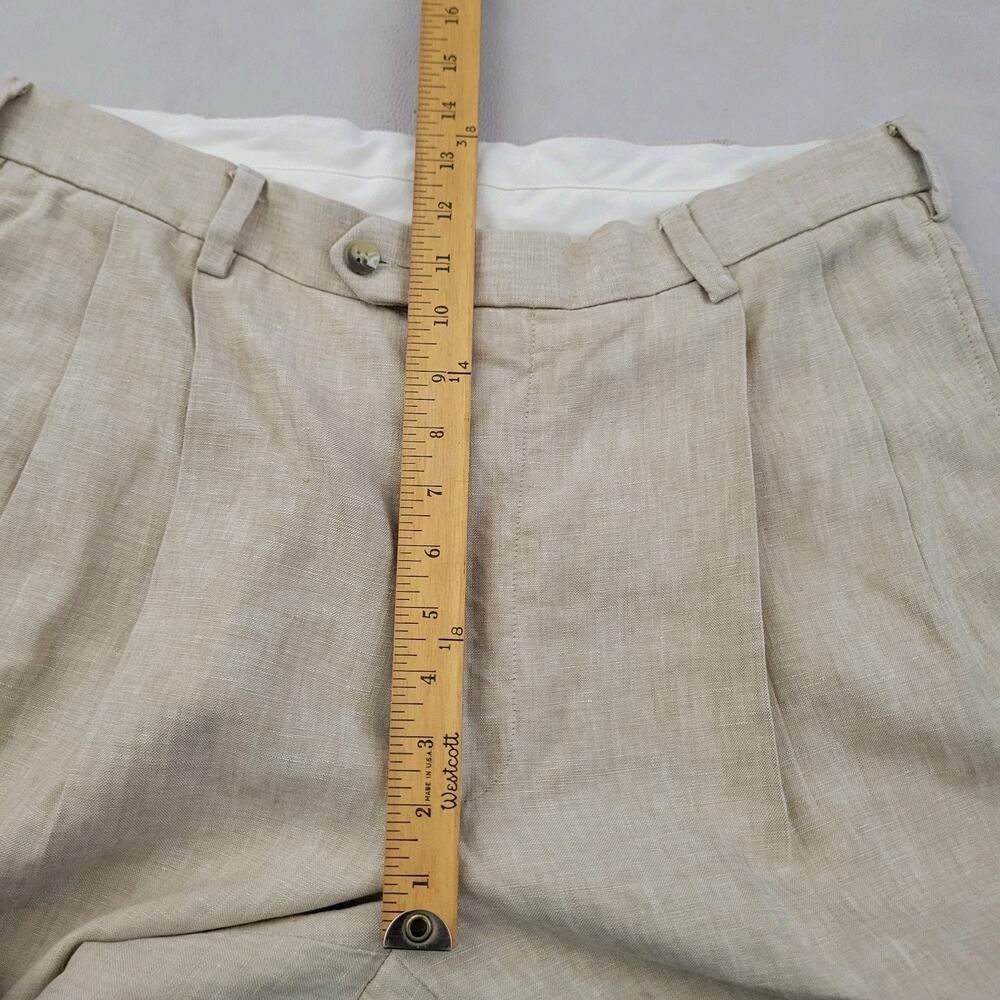 Vintage Jos A Bank Pants Mens 36x30 Linen Cuff Pleated Loose Fit - Picture 9 of 13